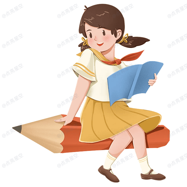 坐在铅笔上的女孩